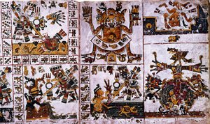 Detail from a Facsimile Copy of a Page of the Codex Borgia Showing the Attacks of Tlauizcalpantecuhtli, the God Venus